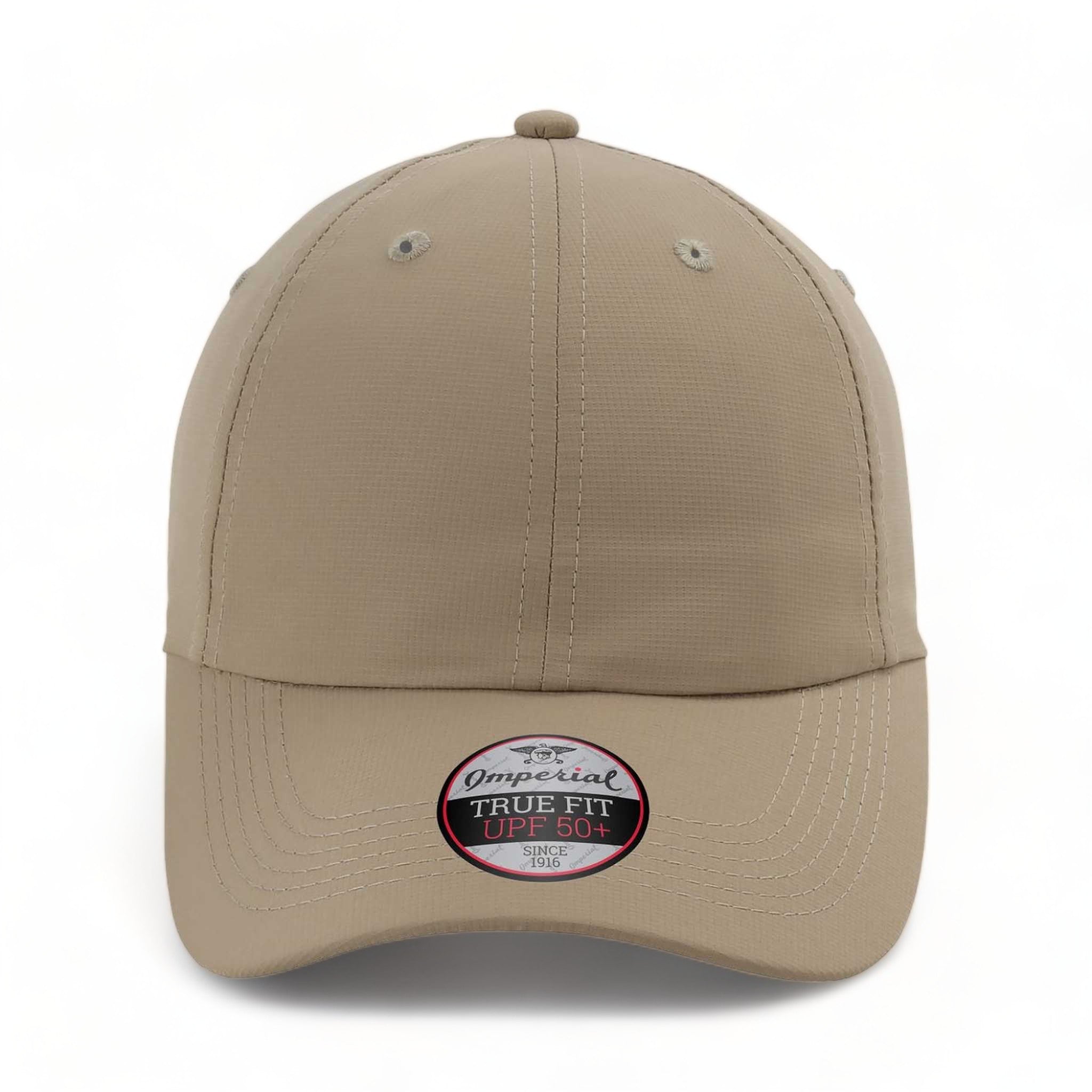 Front view of Imperial X210P custom hat in khaki