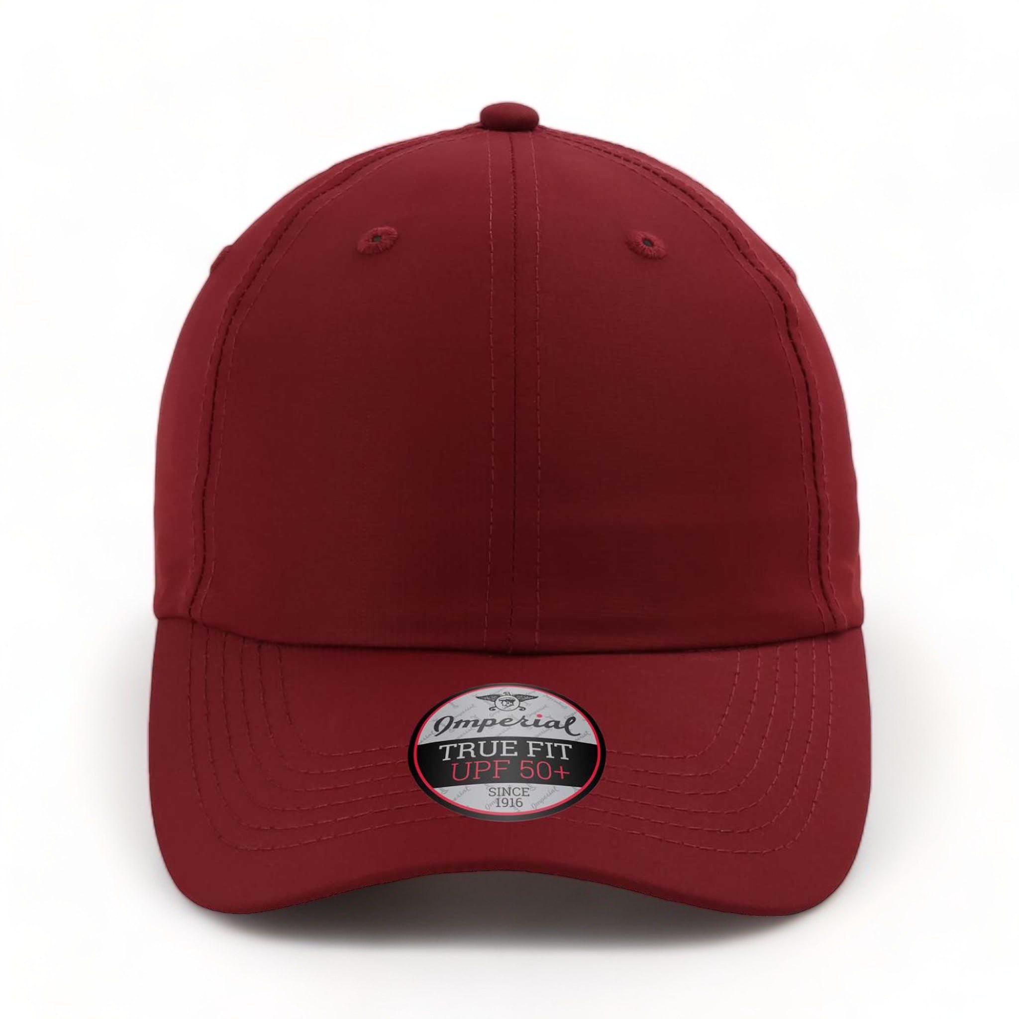 Front view of Imperial X210P custom hat in maroon