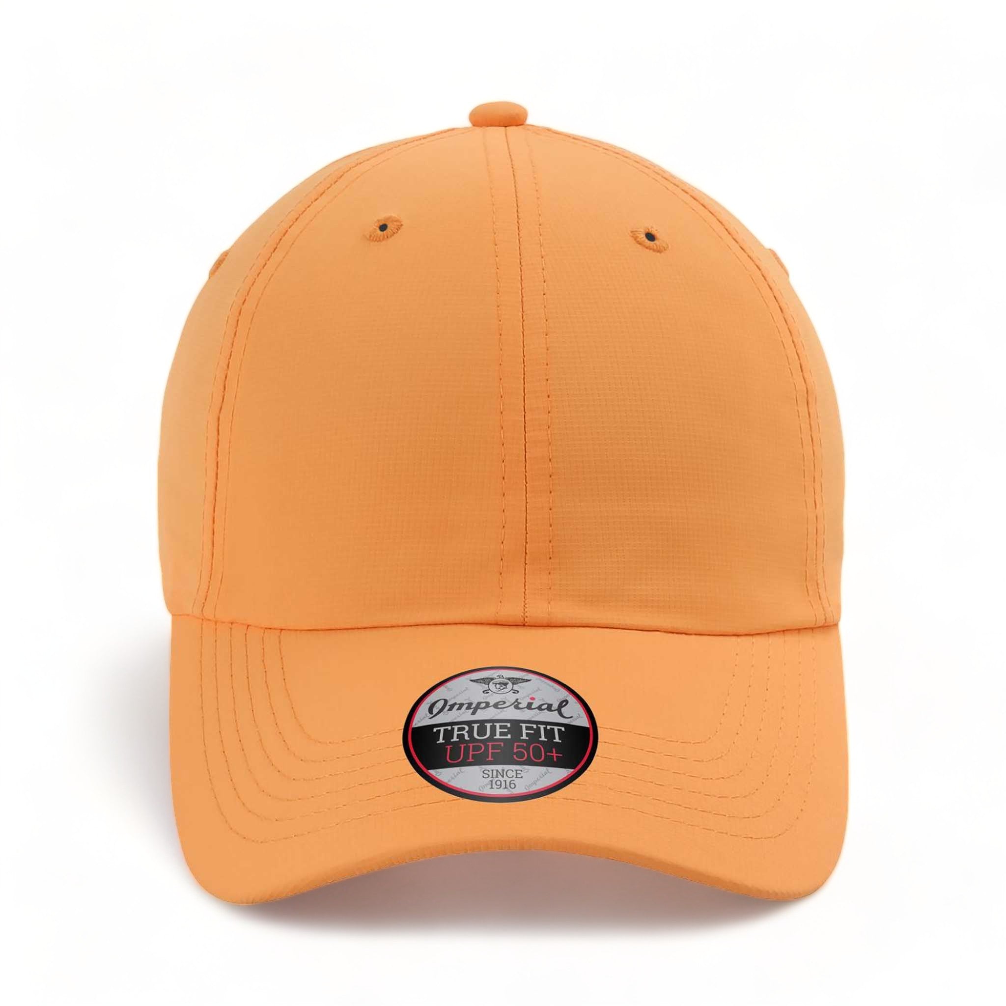 Front view of Imperial X210P custom hat in melon orange