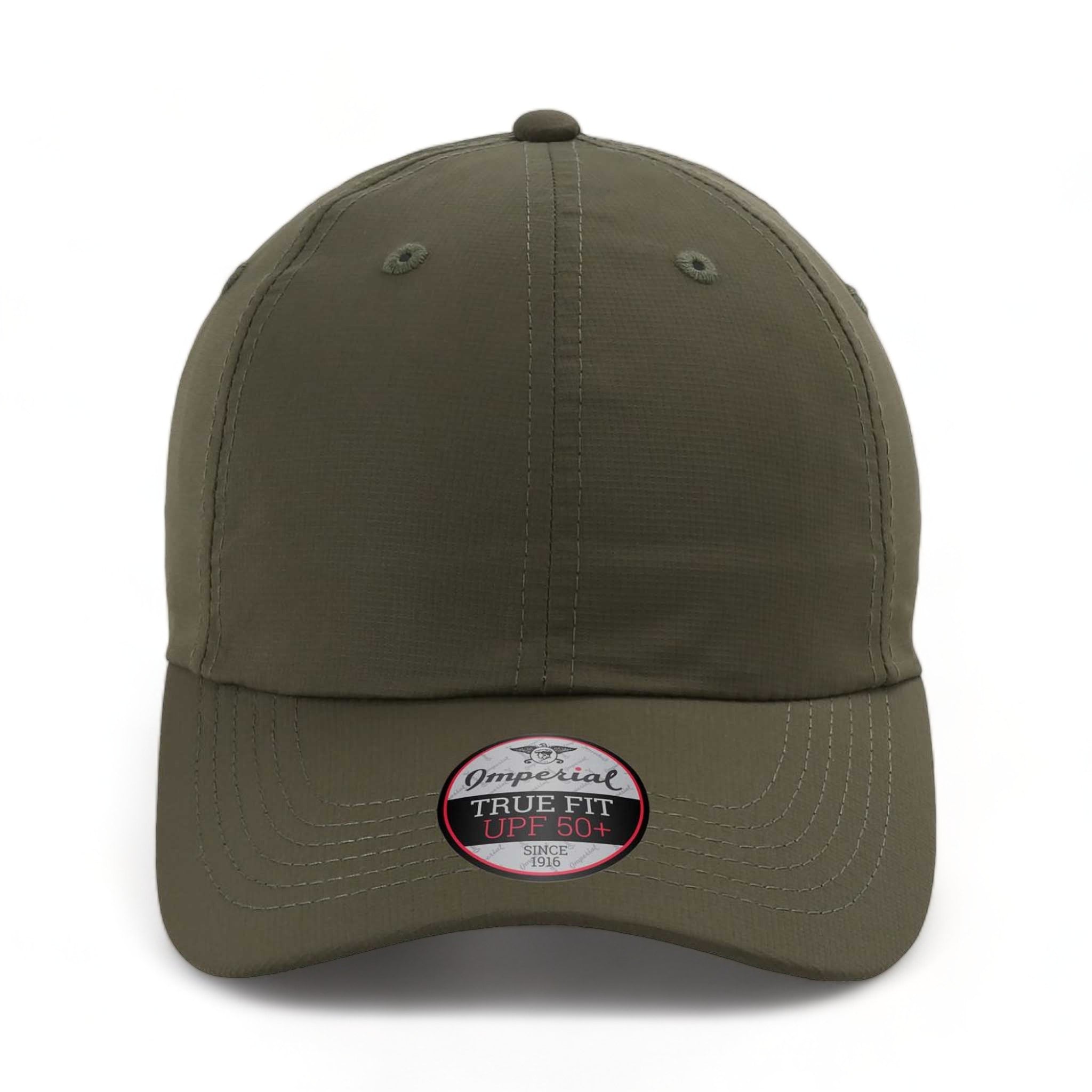 Front view of Imperial X210P custom hat in olive