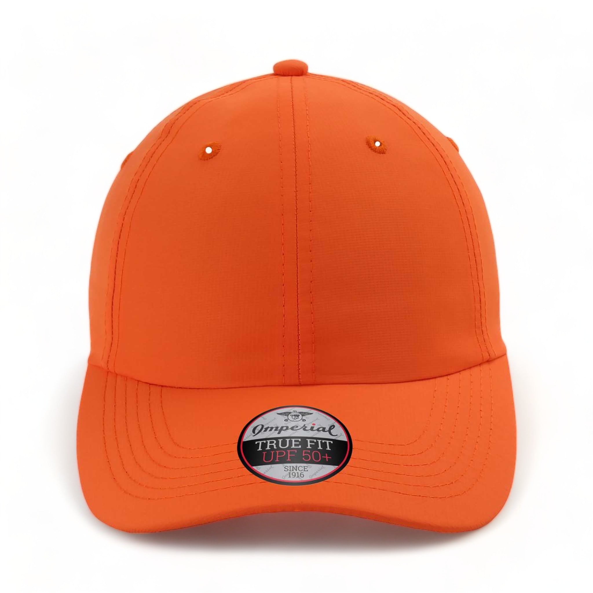 Front view of Imperial X210P custom hat in orange