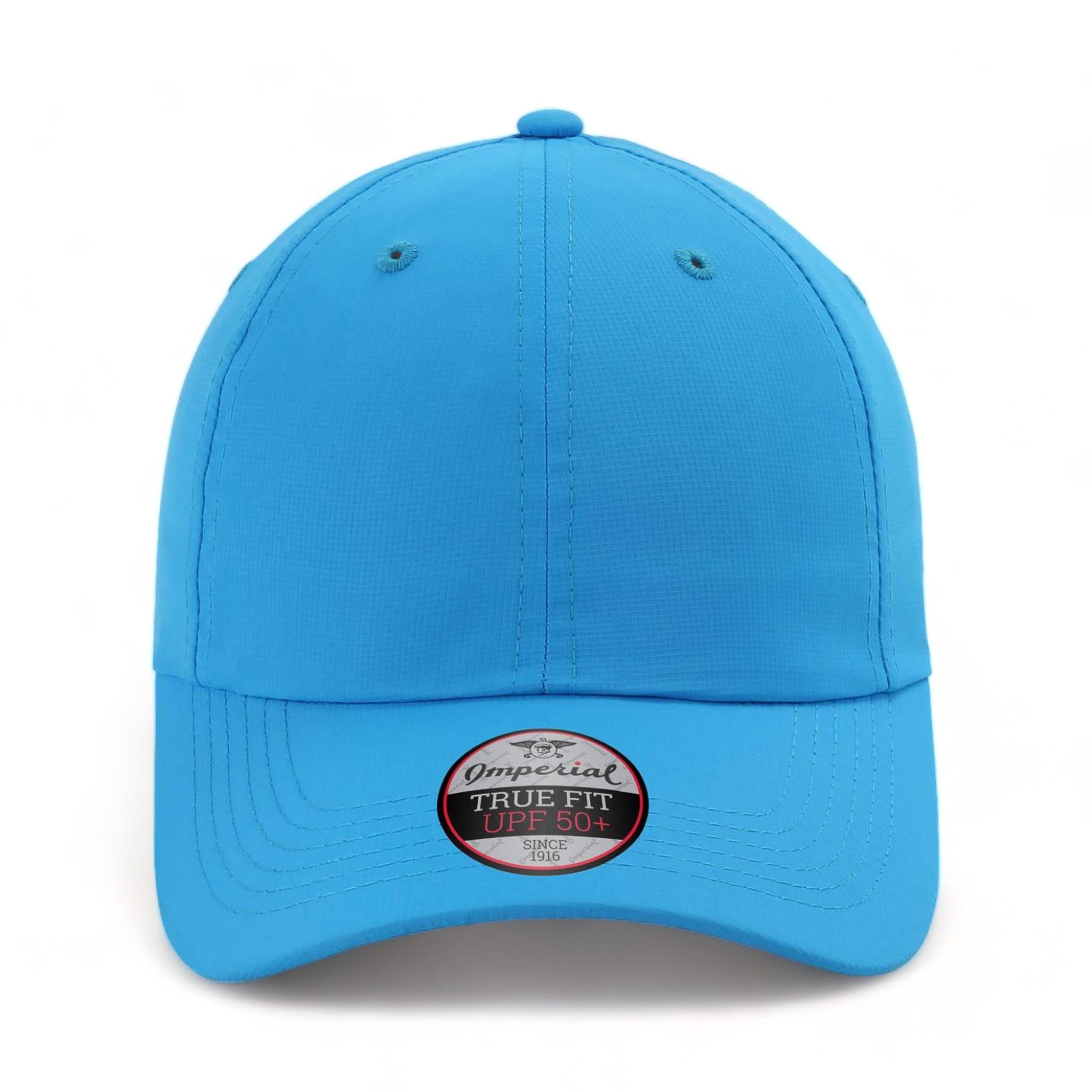 Front view of Imperial X210P custom hat in pacific blue
