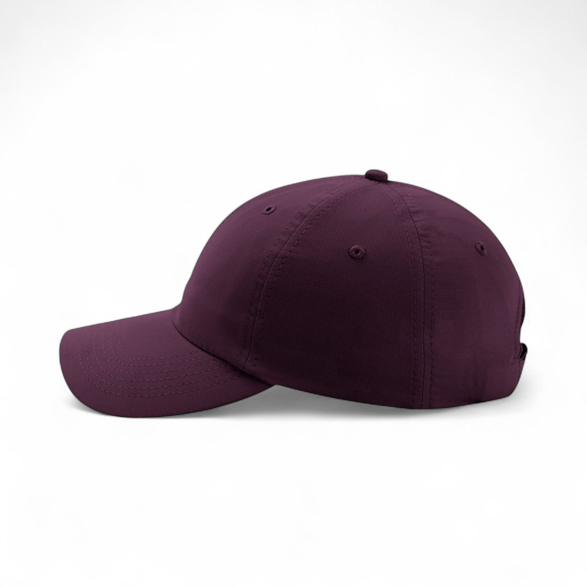 Left side view of Imperial X210P custom hat in aubergine