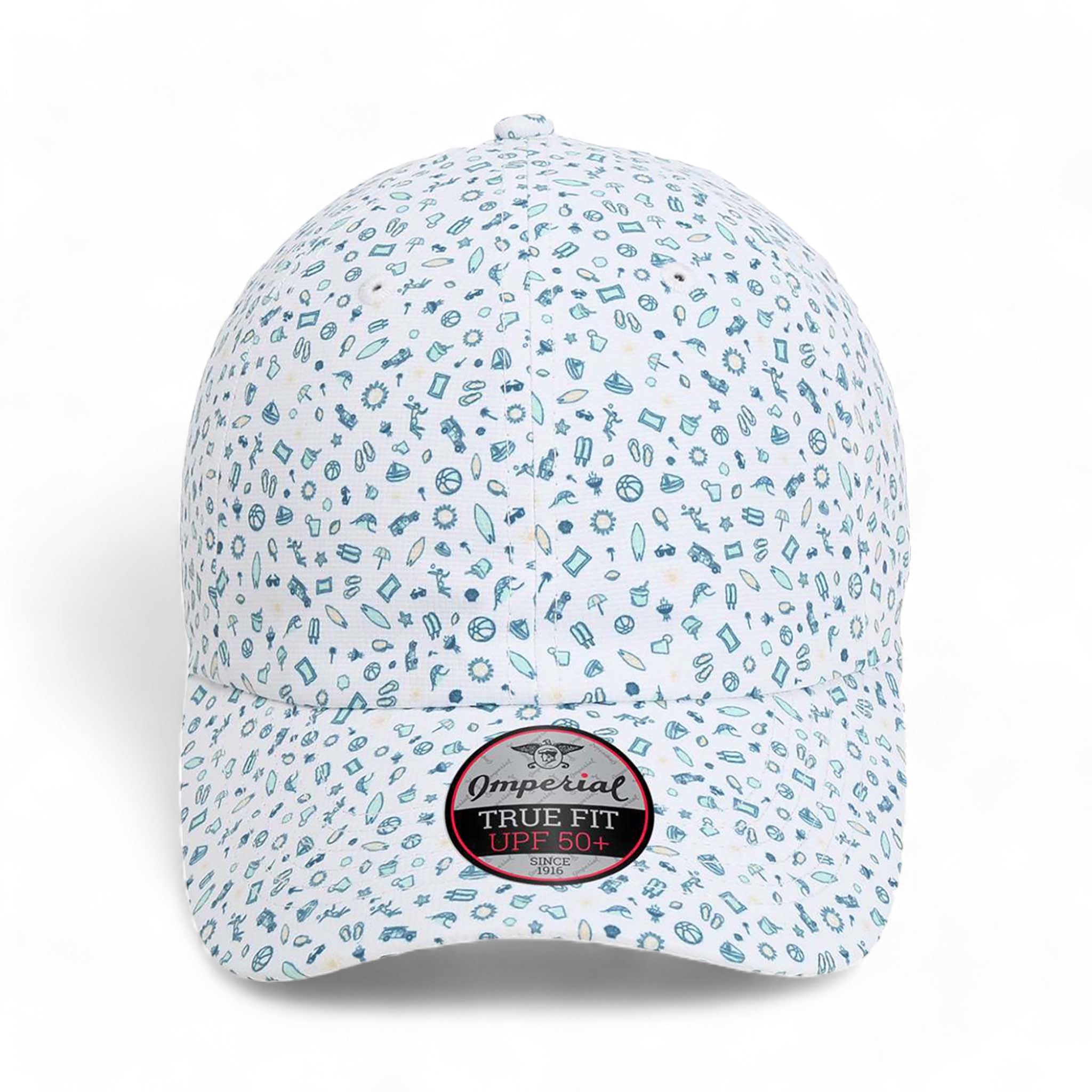 Front view of Imperial X210R custom hat in beach blue
