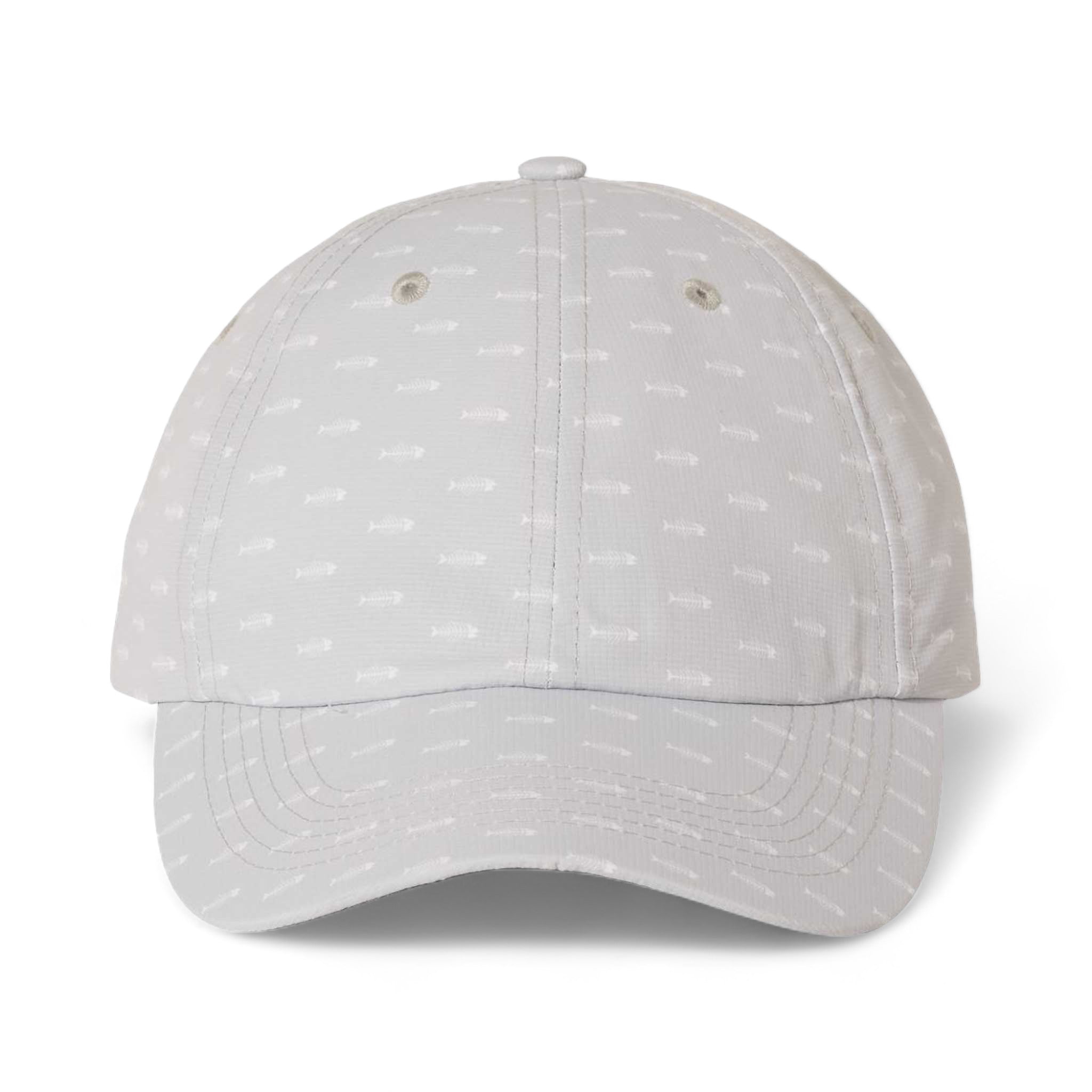 Front view of Imperial X210R custom hat in grey bone fish