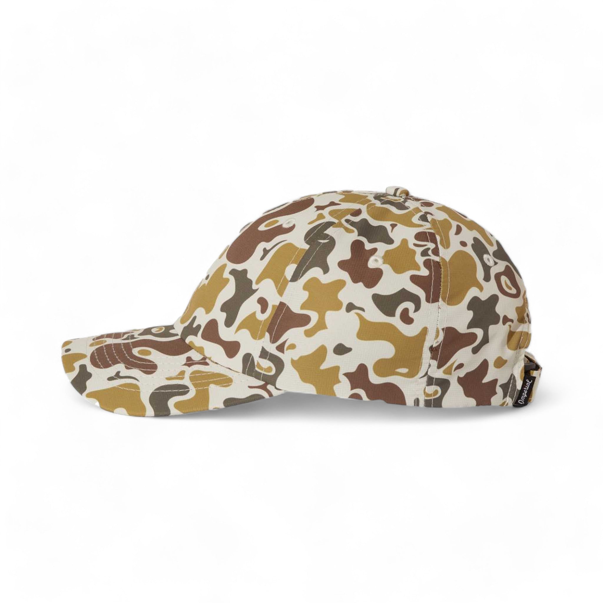 Side view of Imperial X210R custom hat in tan duck camo