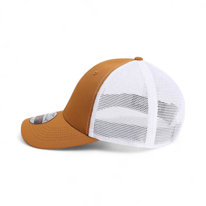Left side view of Imperial X210SM custom hat in buckthorn brown and white