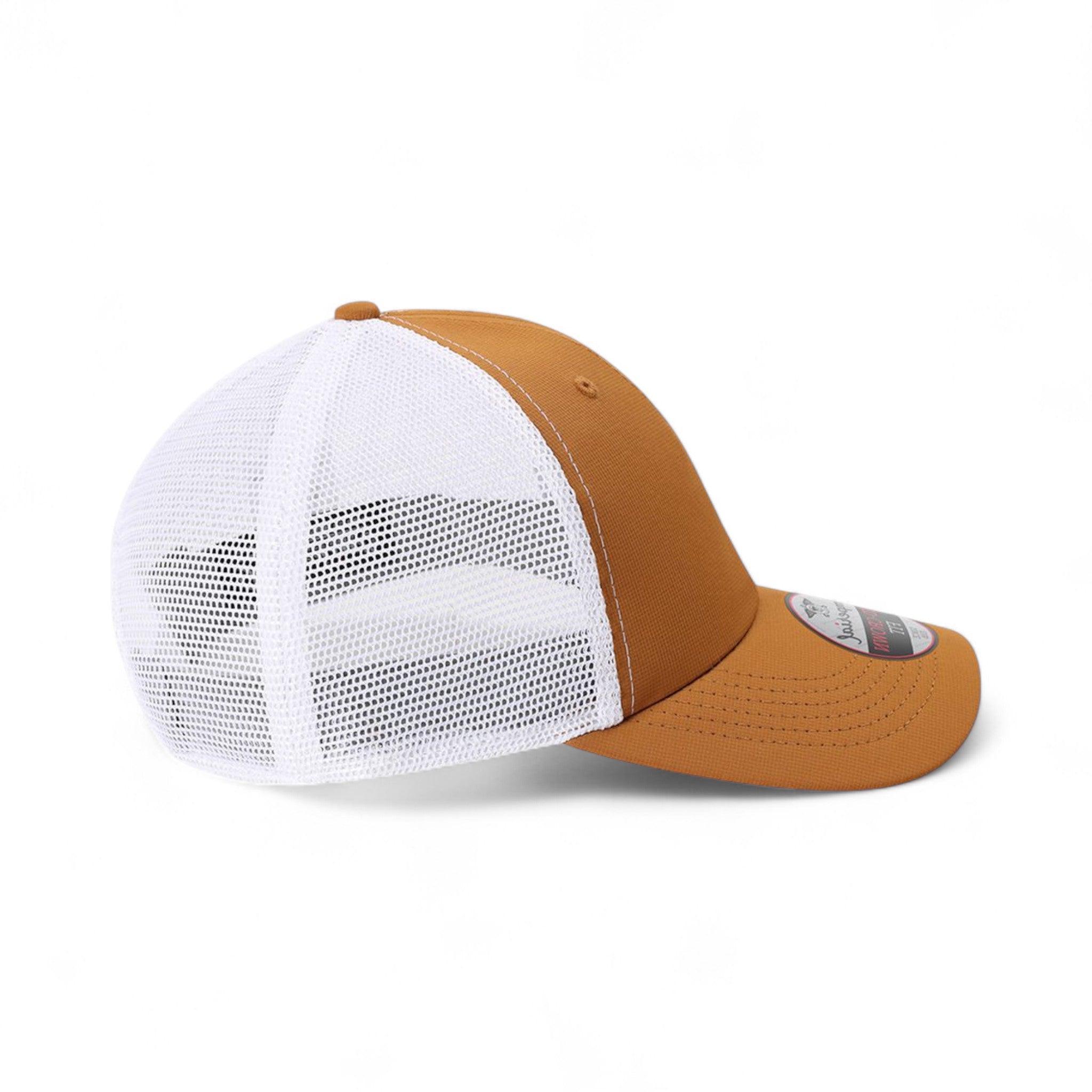 Right side view of Imperial X210SM custom hat in buckthorn brown and white