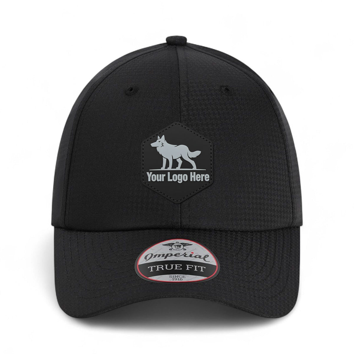 PVC patch preview of Imperial X210X custom hat in black