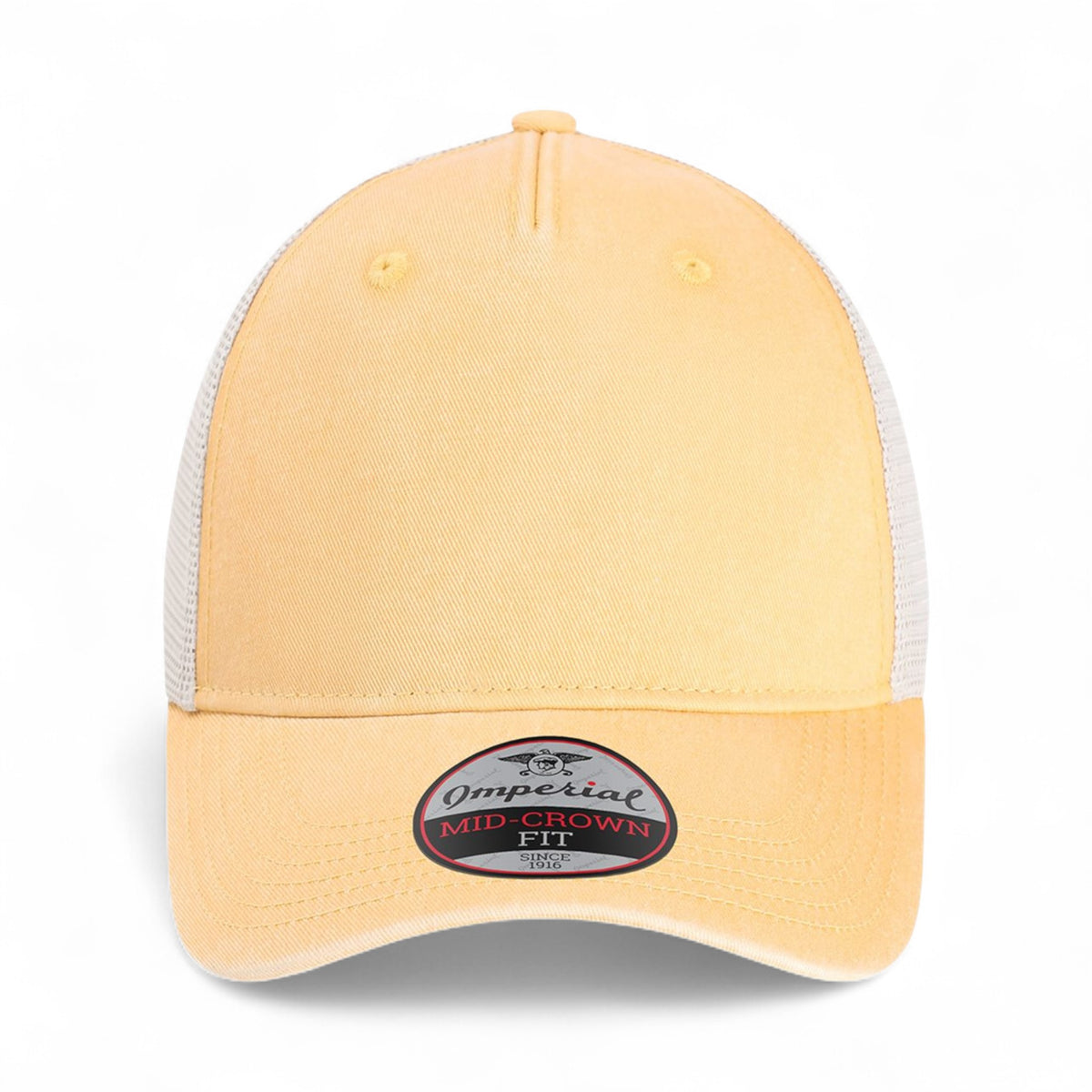 Front view of Imperial X240M custom hat in apricot and stone