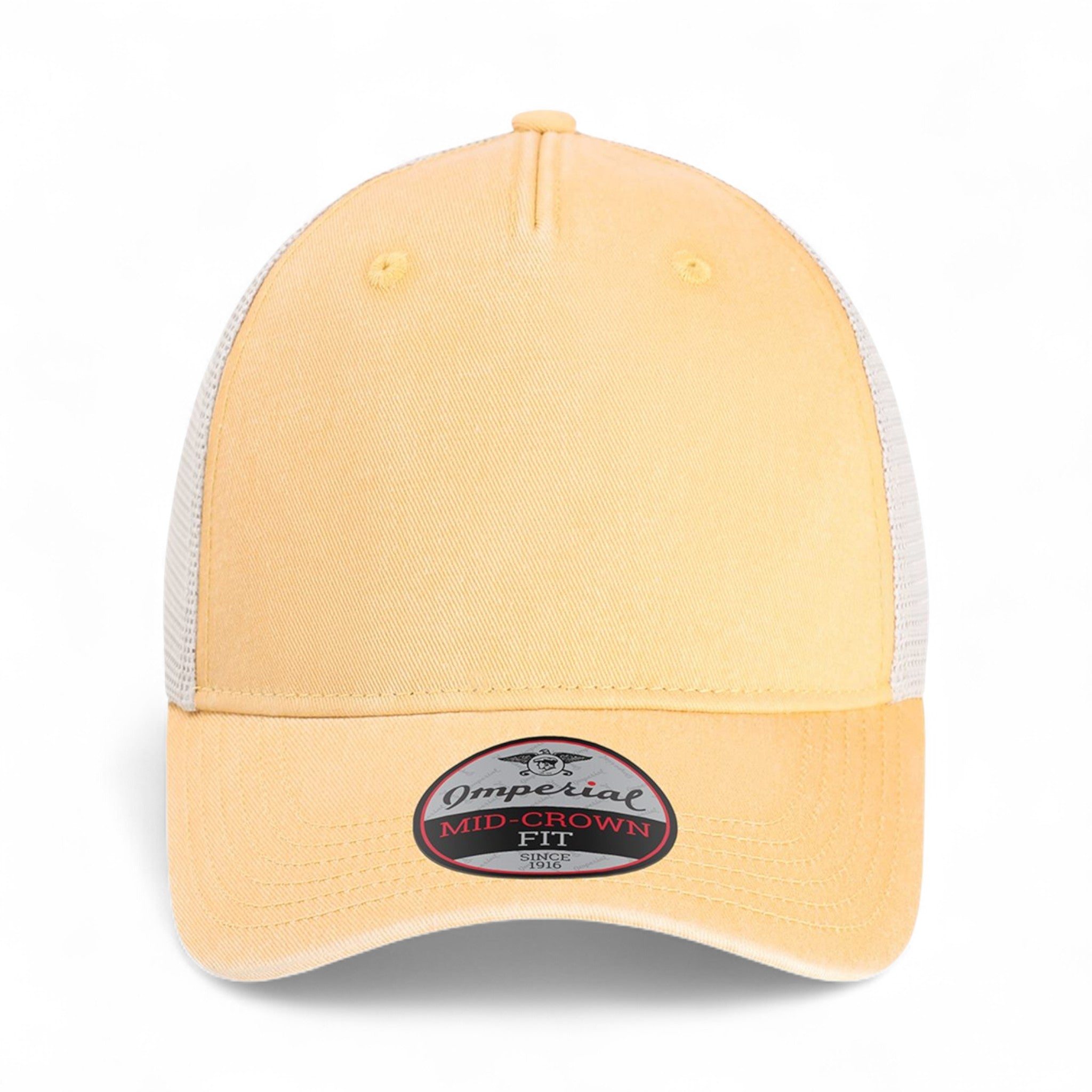 Front view of Imperial X240M custom hat in apricot and stone