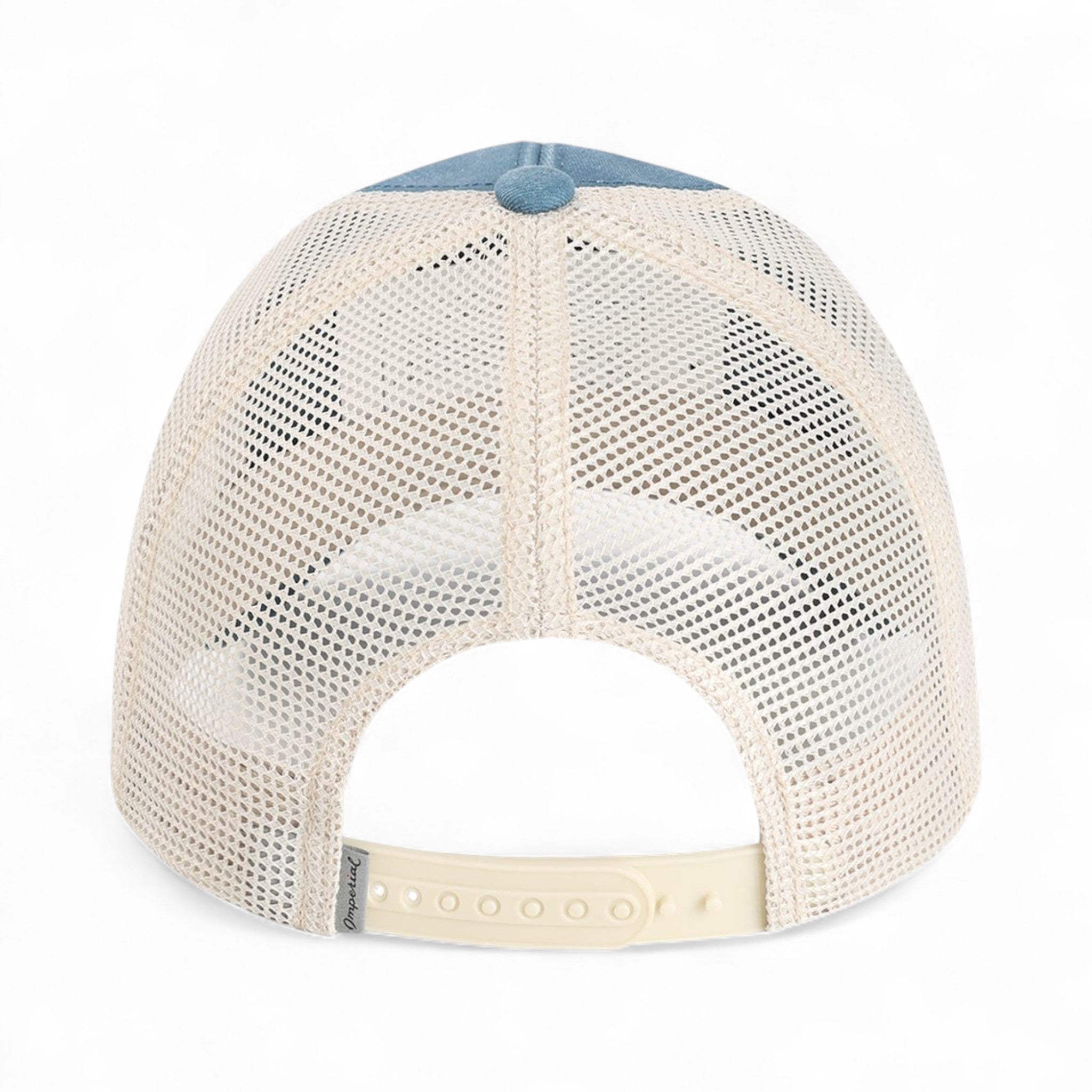 Back view of Imperial X240M custom hat in breaker blue and stone