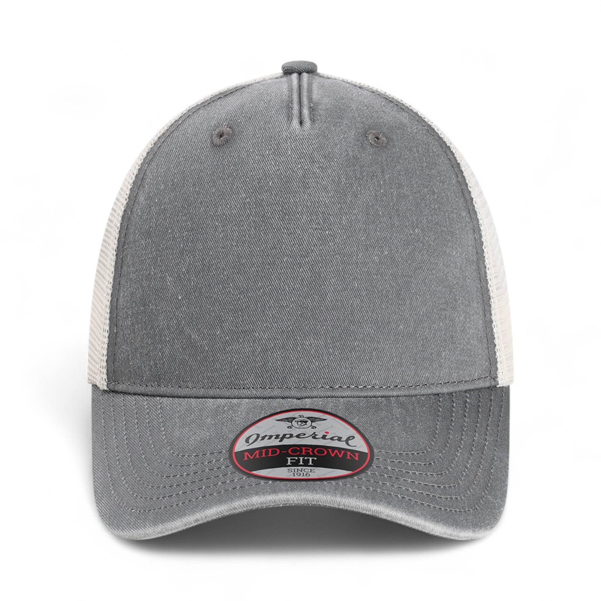 Front view of Imperial X240M custom hat in charcoal and stone