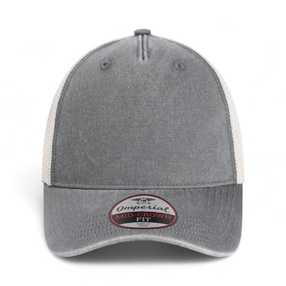 Front view of Imperial X240M custom hat in charcoal and stone