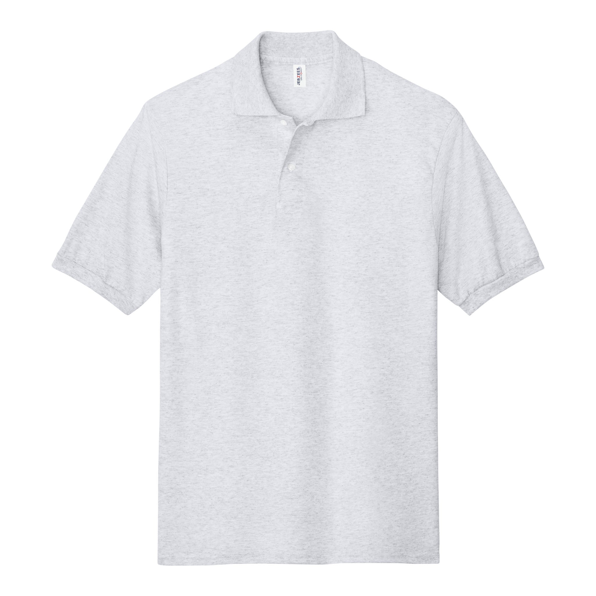 Jerzees 437R custom polo in ash, front view