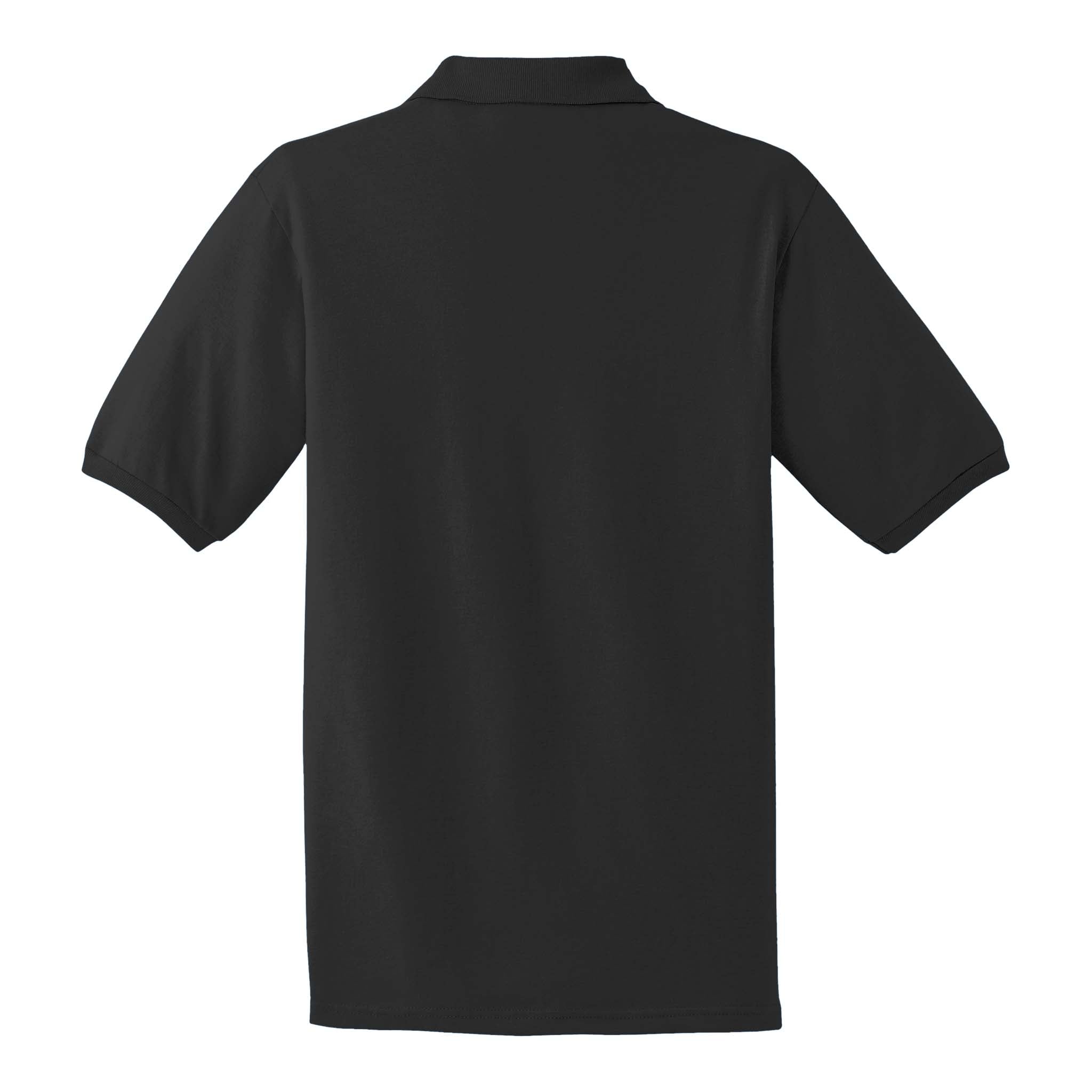 Jerzees 437R custom polo in black, back view