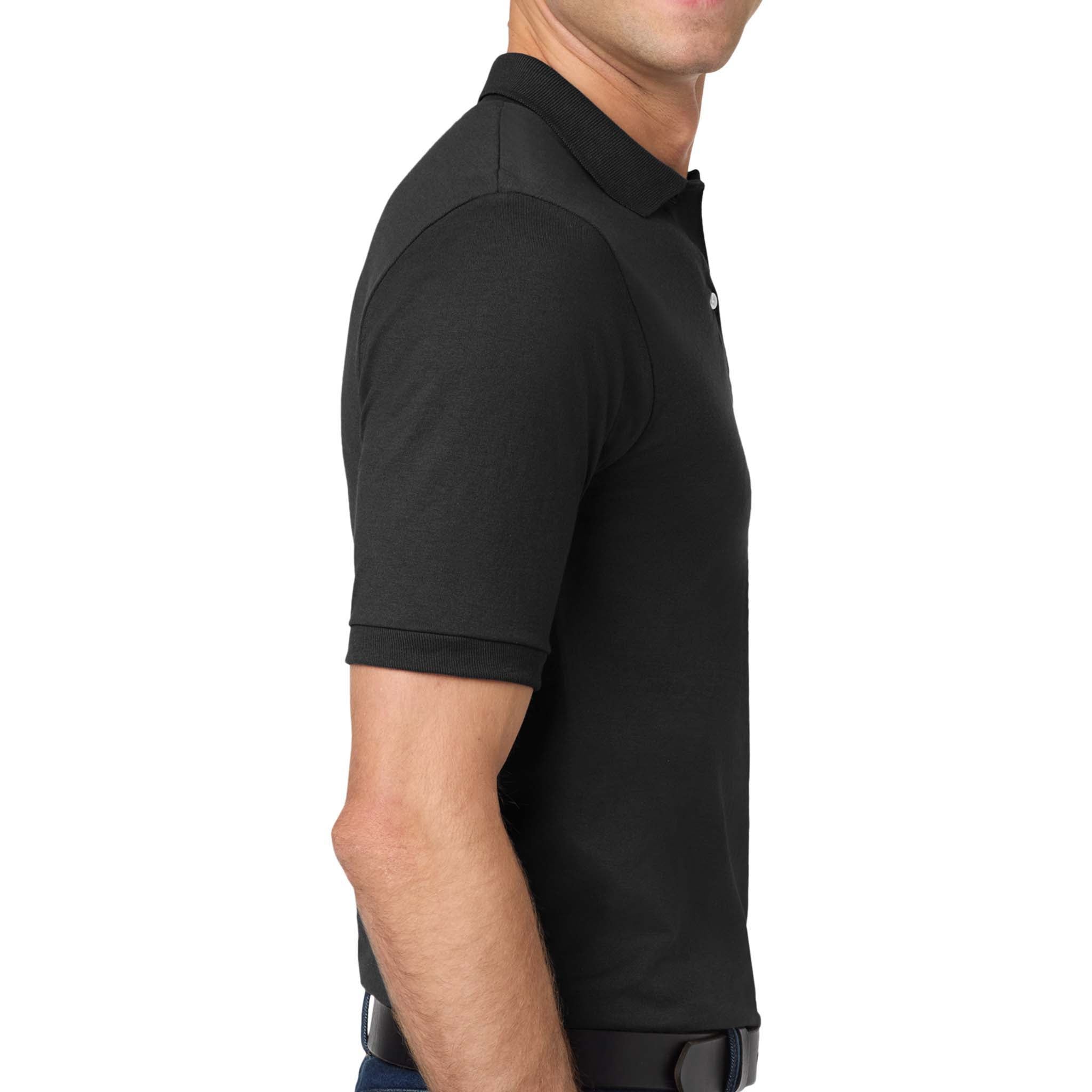 Jerzees 437R custom polo in black, right side view