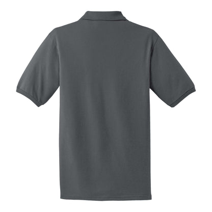Jerzees 437R custom polo in charcoal grey, back view