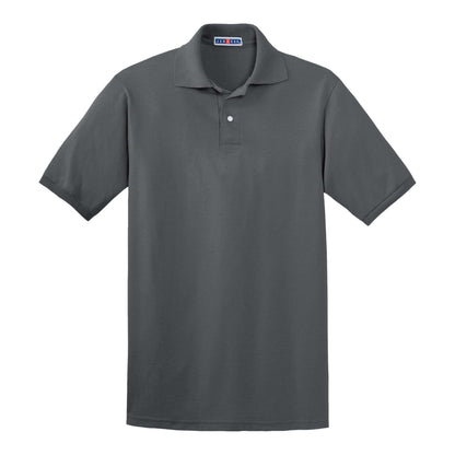 Jerzees 437R custom polo in charcoal grey, front view