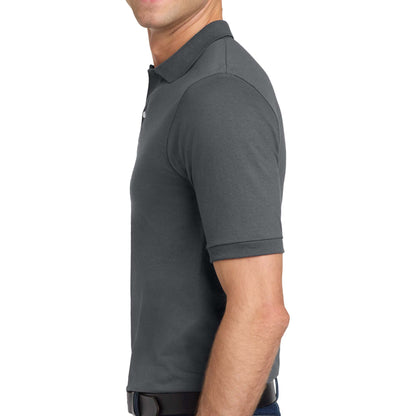 Jerzees 437R custom polo in charcoal grey, left side view