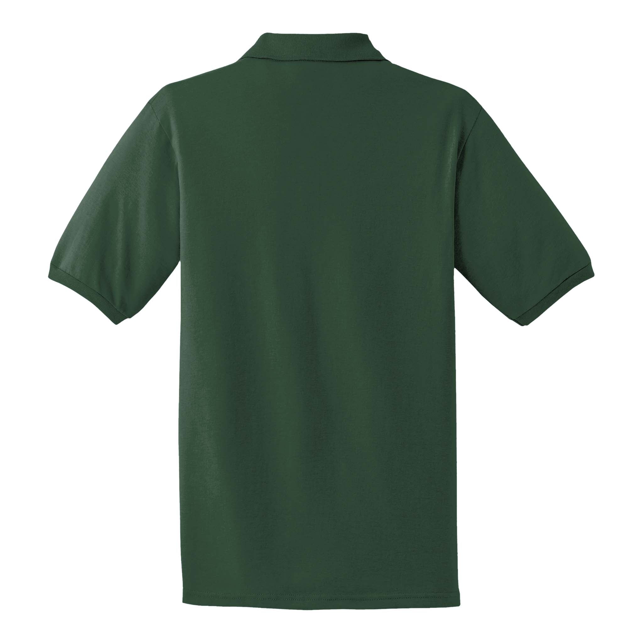 Jerzees 437R custom polo in forest, back view