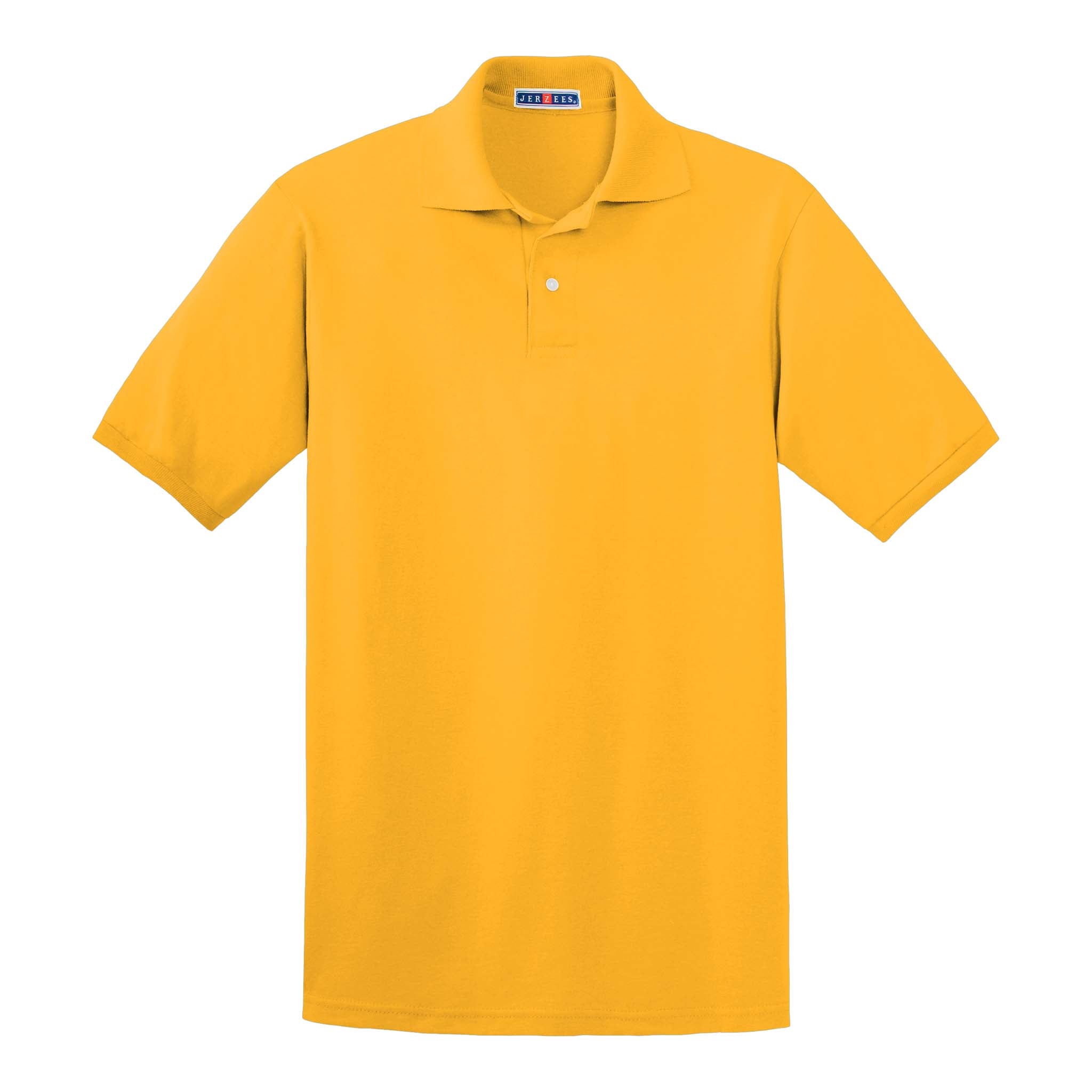 Jerzees 437R custom polo in gold, front view