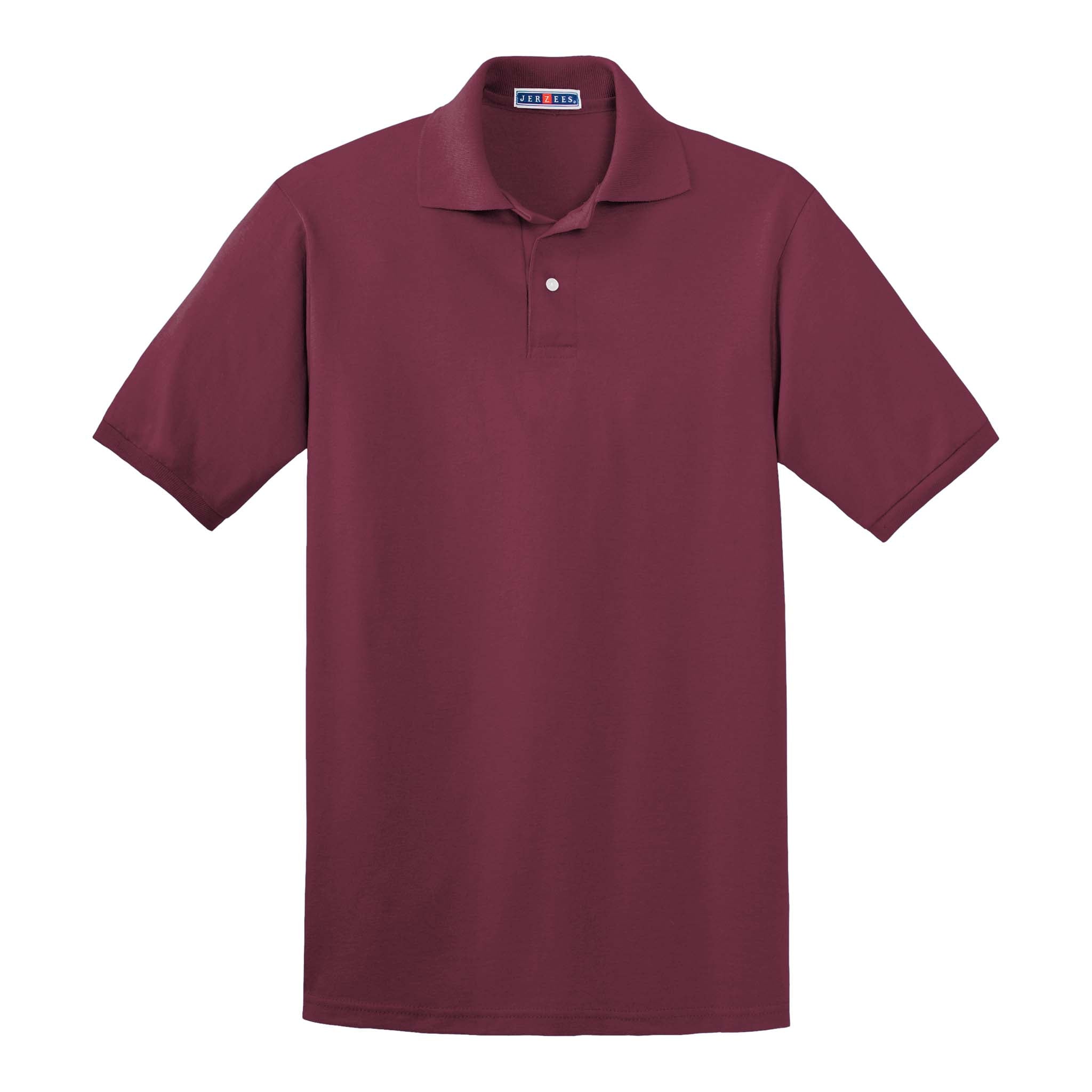 Jerzees 437R custom polo in maroon, front view
