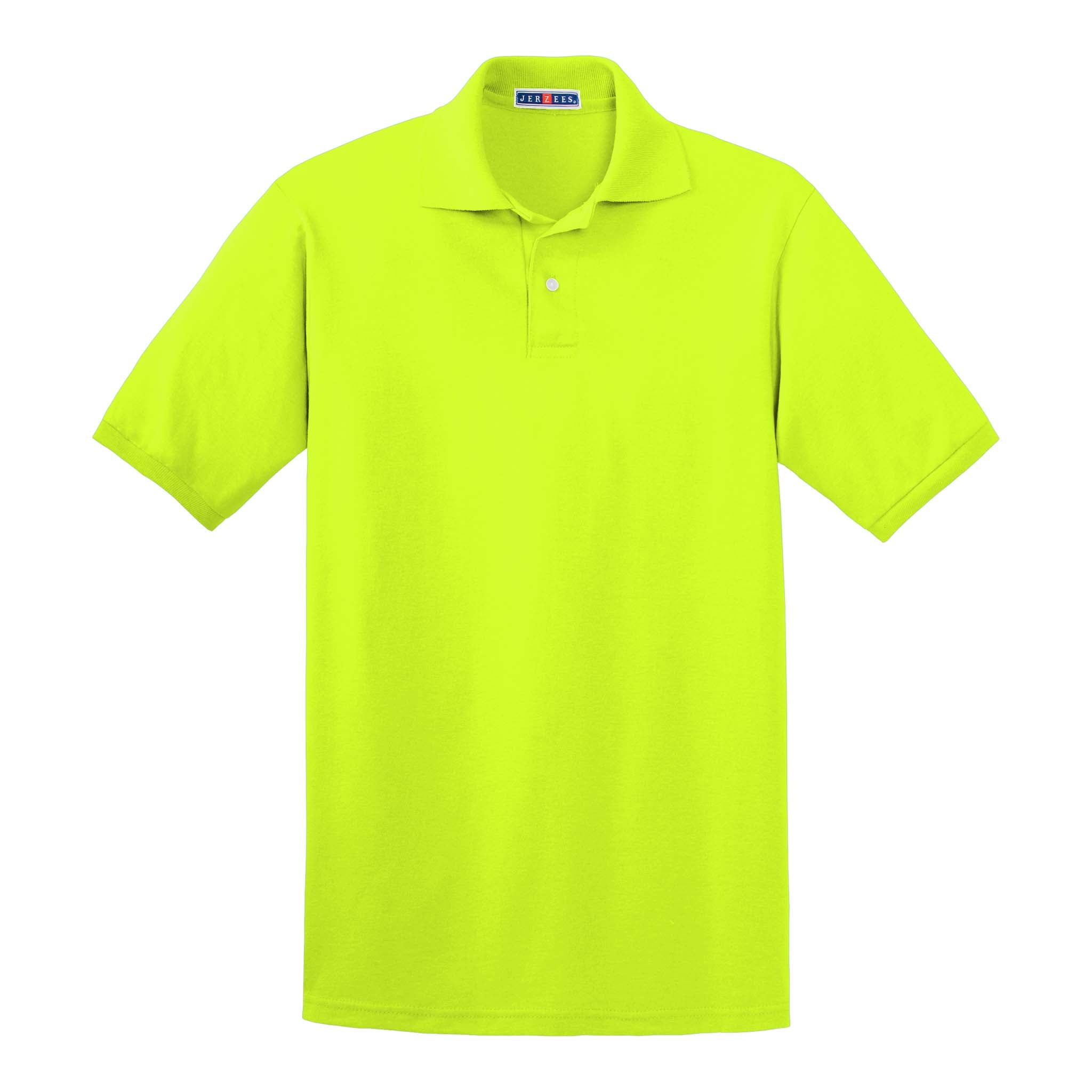 Jerzees 437R custom polo in safety green, front view