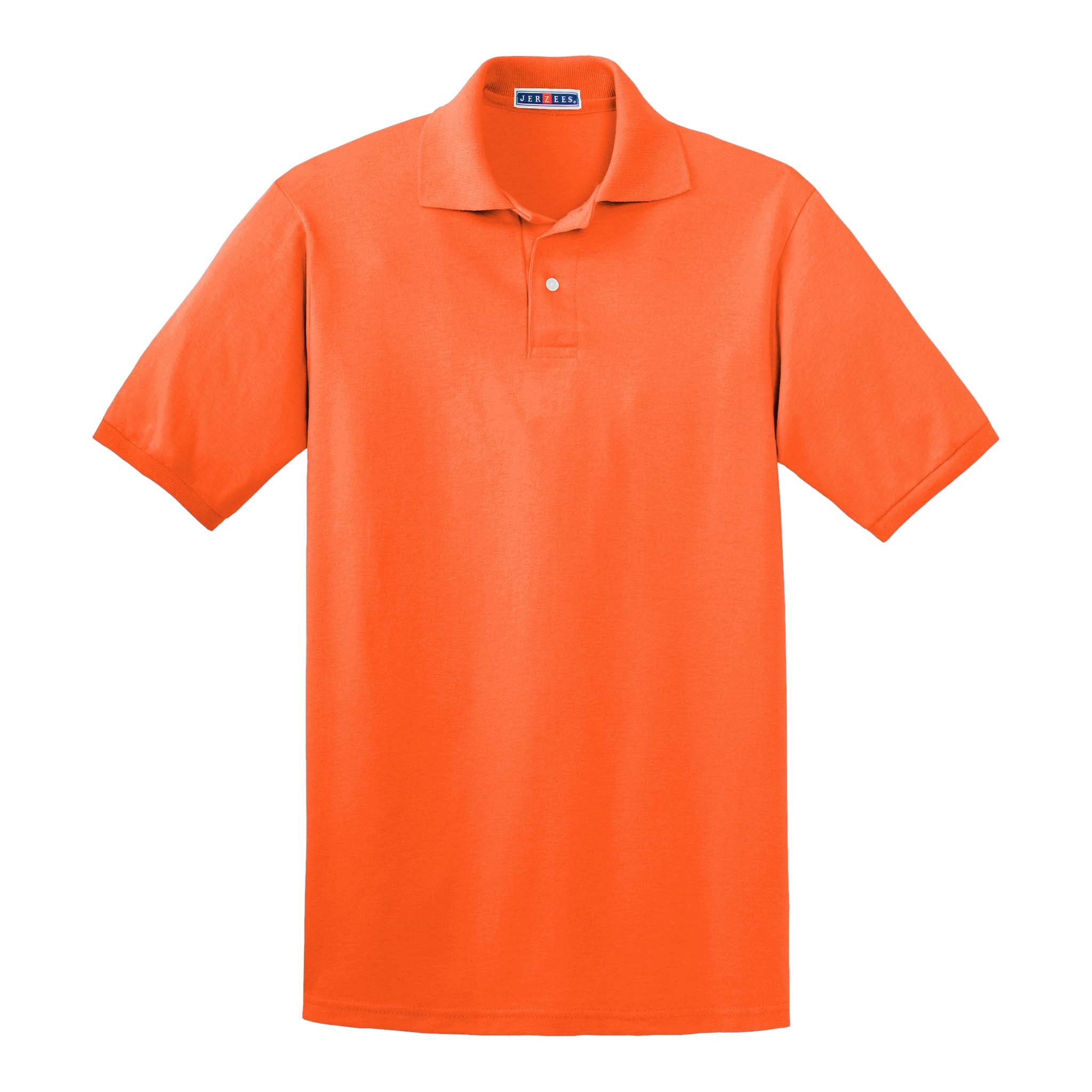 Jerzees 437R custom polo in safety orange, front view