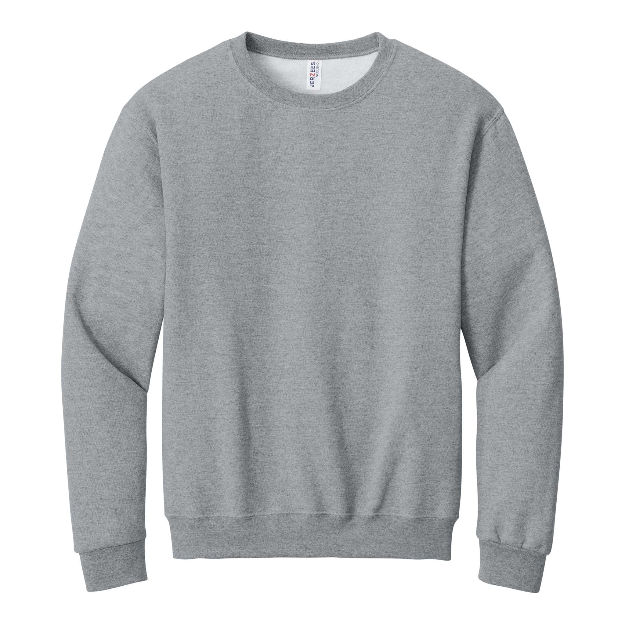 Jerzees 562MR custom crewneck in athletic heather, front view