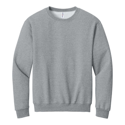 Jerzees 562MR custom crewneck in athletic heather, front view