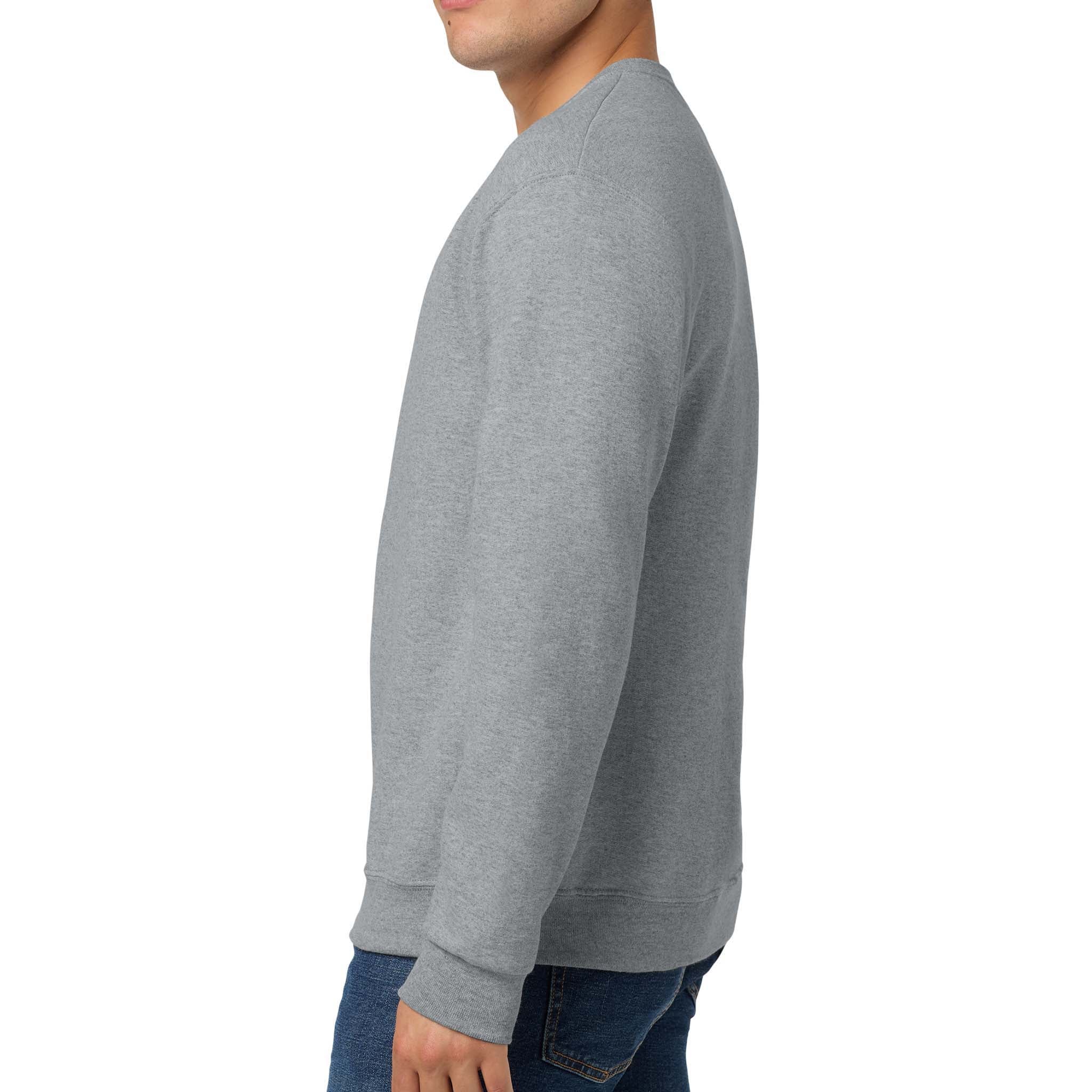 Jerzees 562MR custom crewneck in athletic heather, left side view