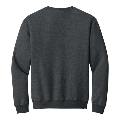 Jerzees 562MR custom crewneck in black heather, back view