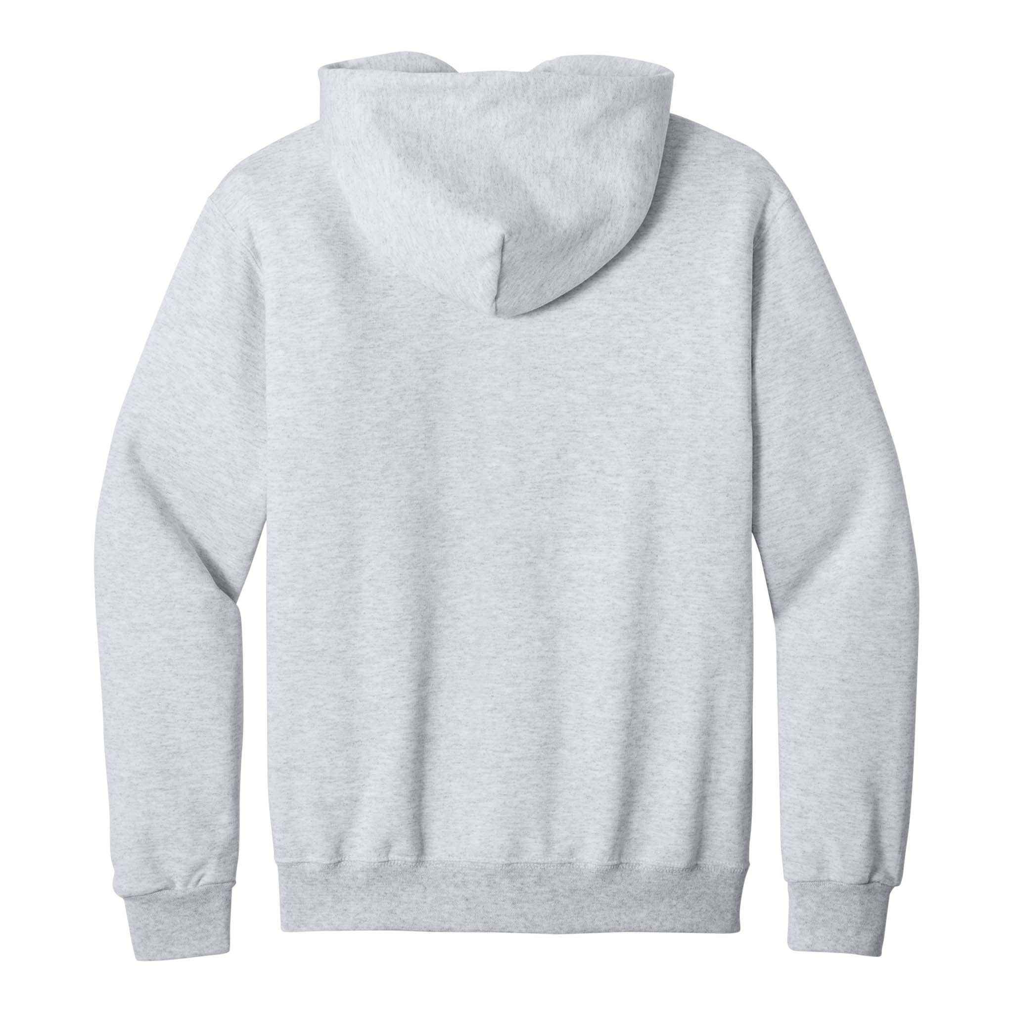 Jerzees 996MR custom hoodie in ash, back view