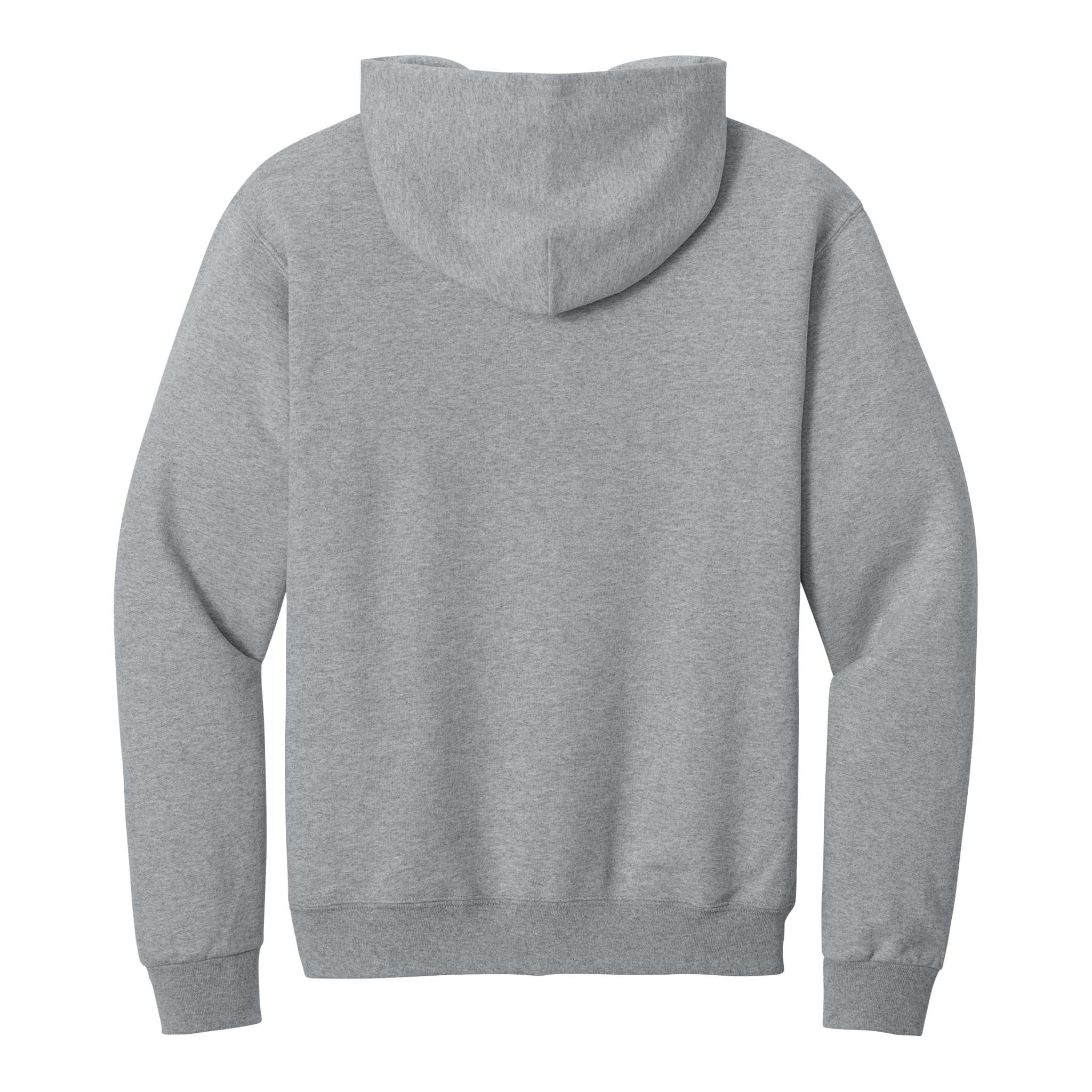 Jerzees 996MR custom hoodie in athletic heather, back view