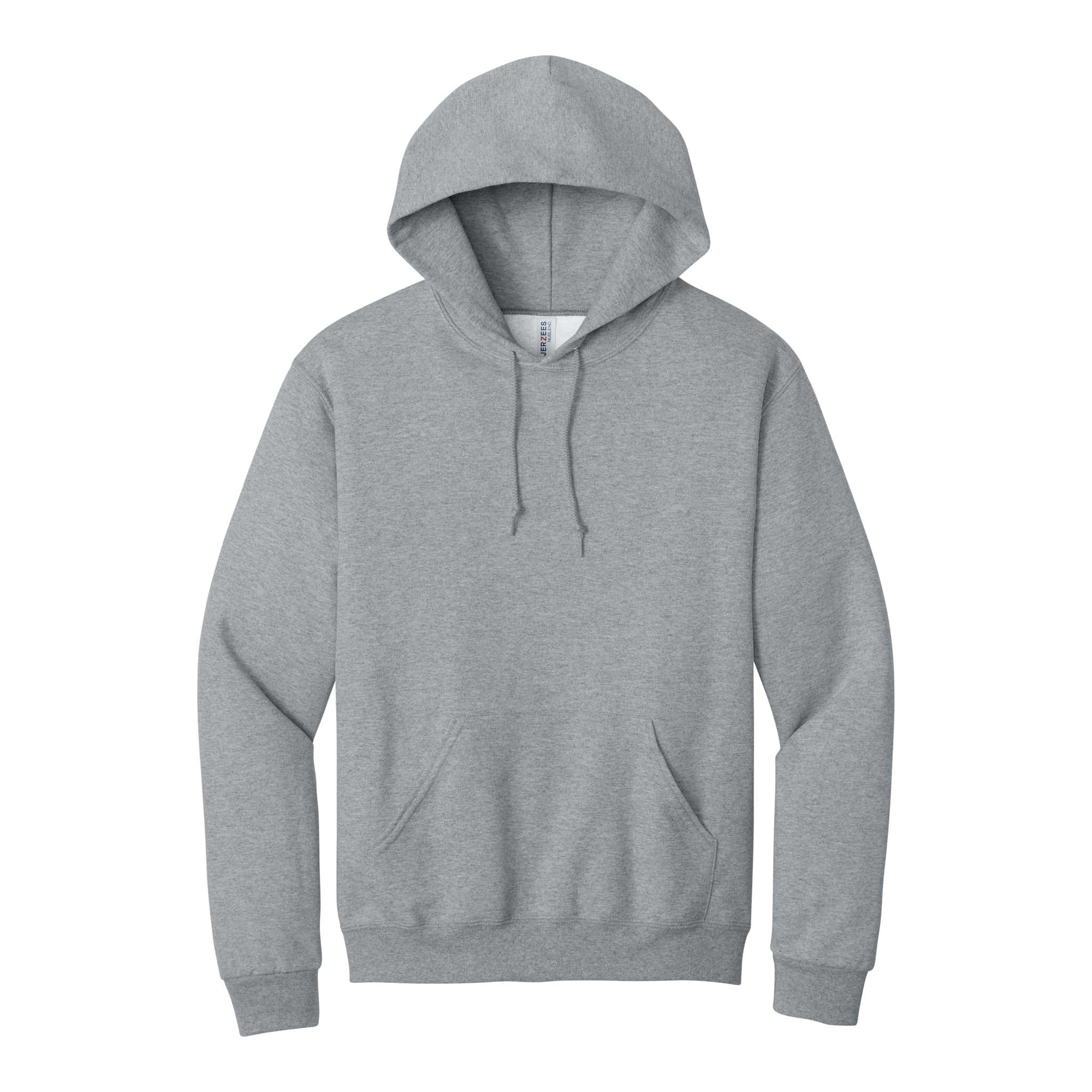 Jerzees 996MR custom hoodie in athletic heather, front view