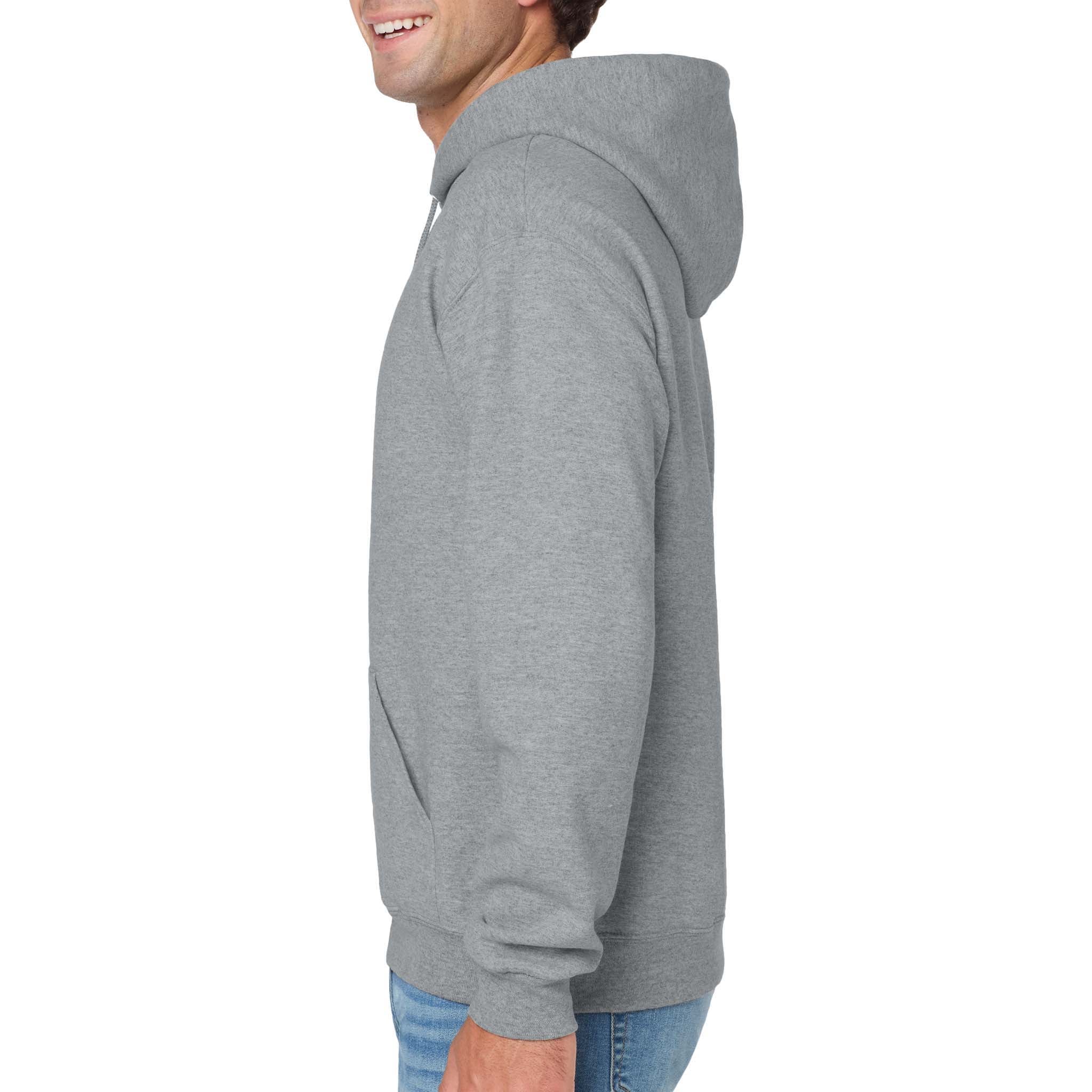 Jerzees 996MR custom hoodie in athletic heather, left side view