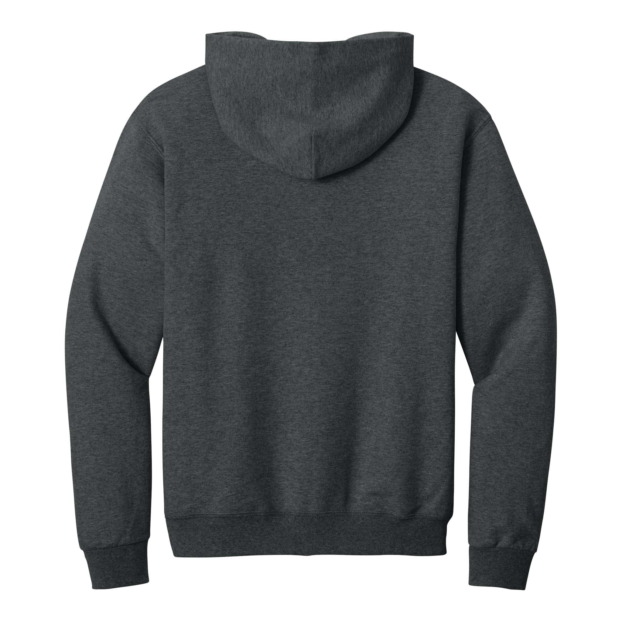 Jerzees 996MR custom hoodie in black heather, back view