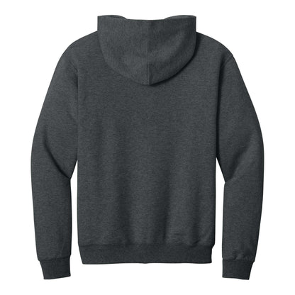 Jerzees 996MR custom hoodie in black heather, back view