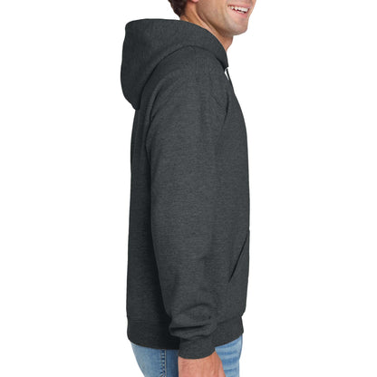 Jerzees 996MR custom hoodie in black heather, right side view