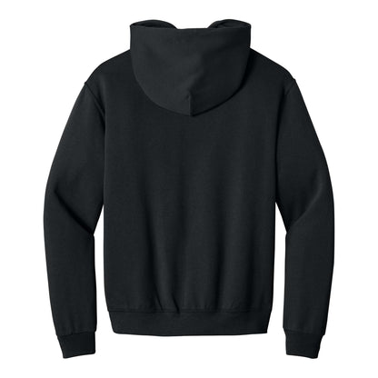 Jerzees 996MR custom hoodie in black, back view