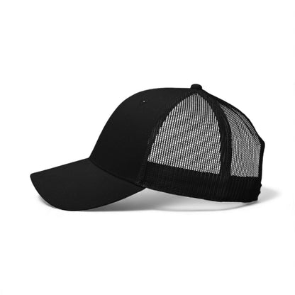 Left side view of Kati AM350M custom hat in black and usa mesh