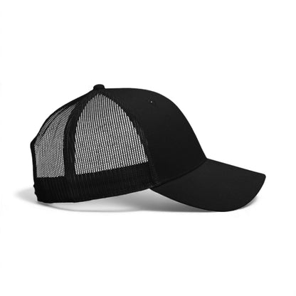 Right side view of Kati AM350M custom hat in black and usa mesh