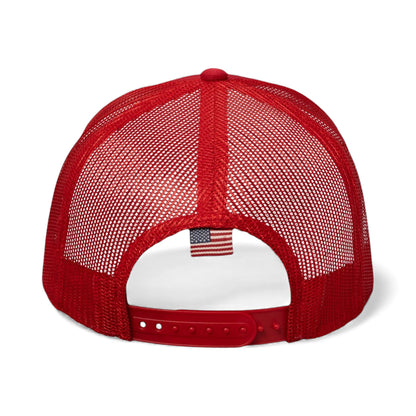 Back view of Kati AM350M custom hat in red and usa mesh