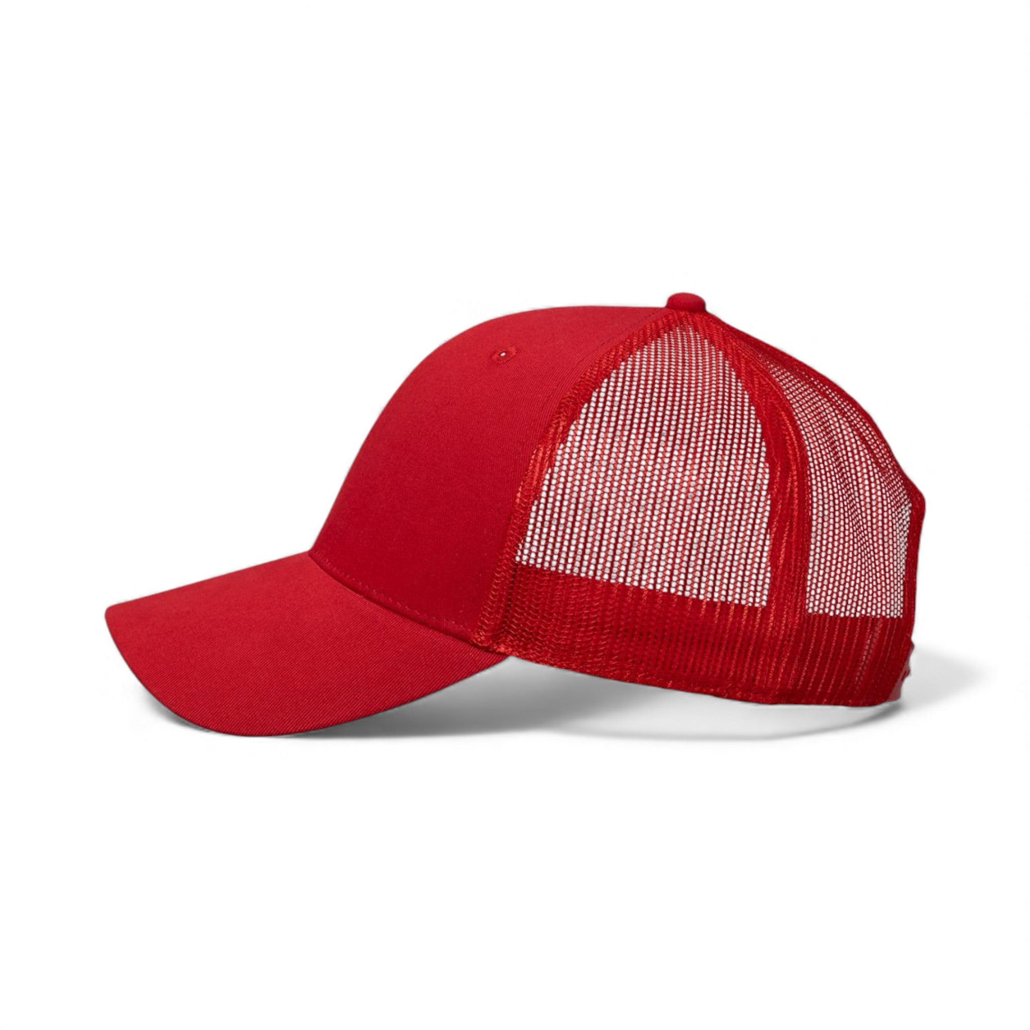 Left side view of Kati AM350M custom hat in red and usa mesh