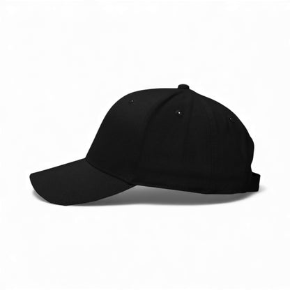 Left side view of Kati AM350 custom hat in black and usa