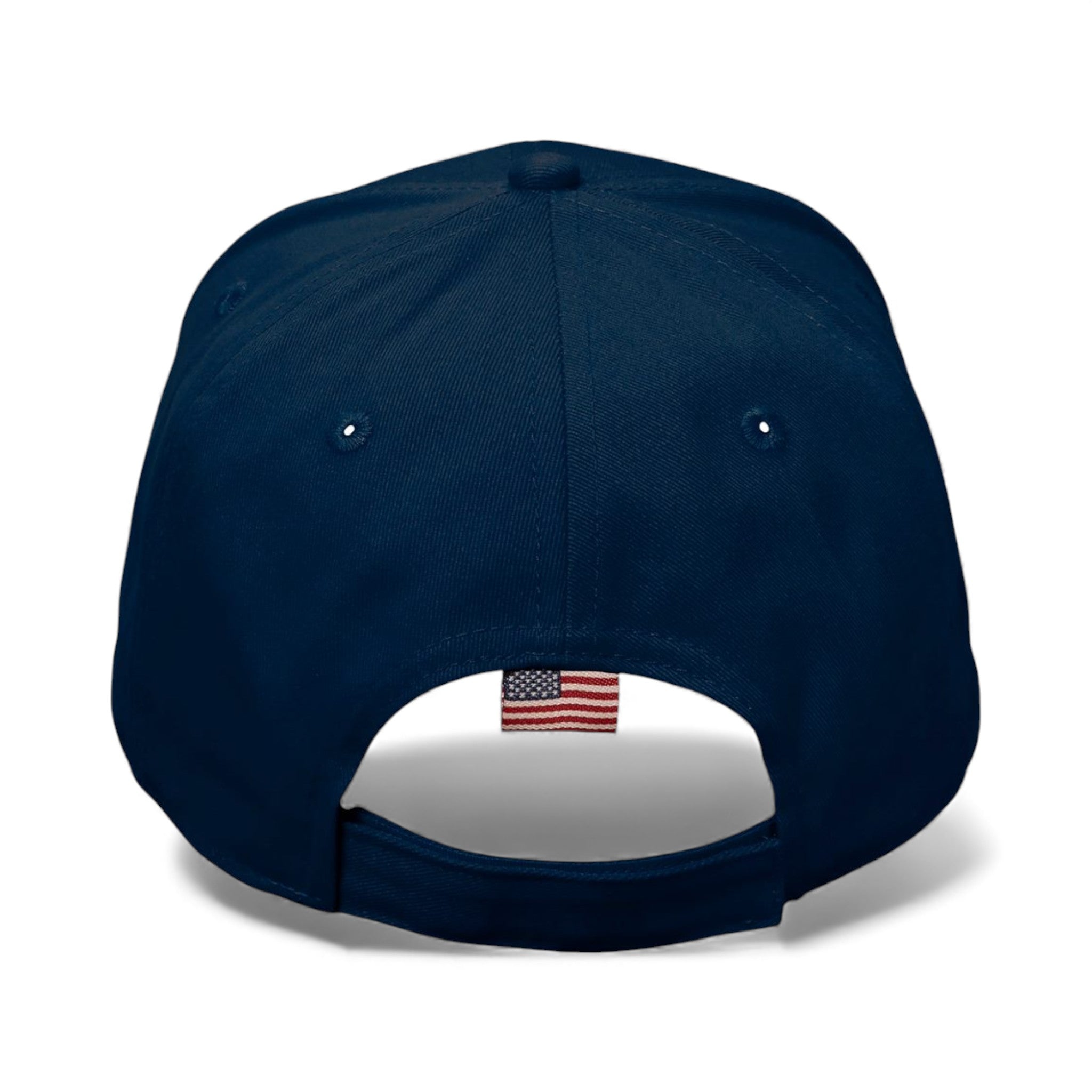 Back view of Kati AM350 custom hat in navy and usa