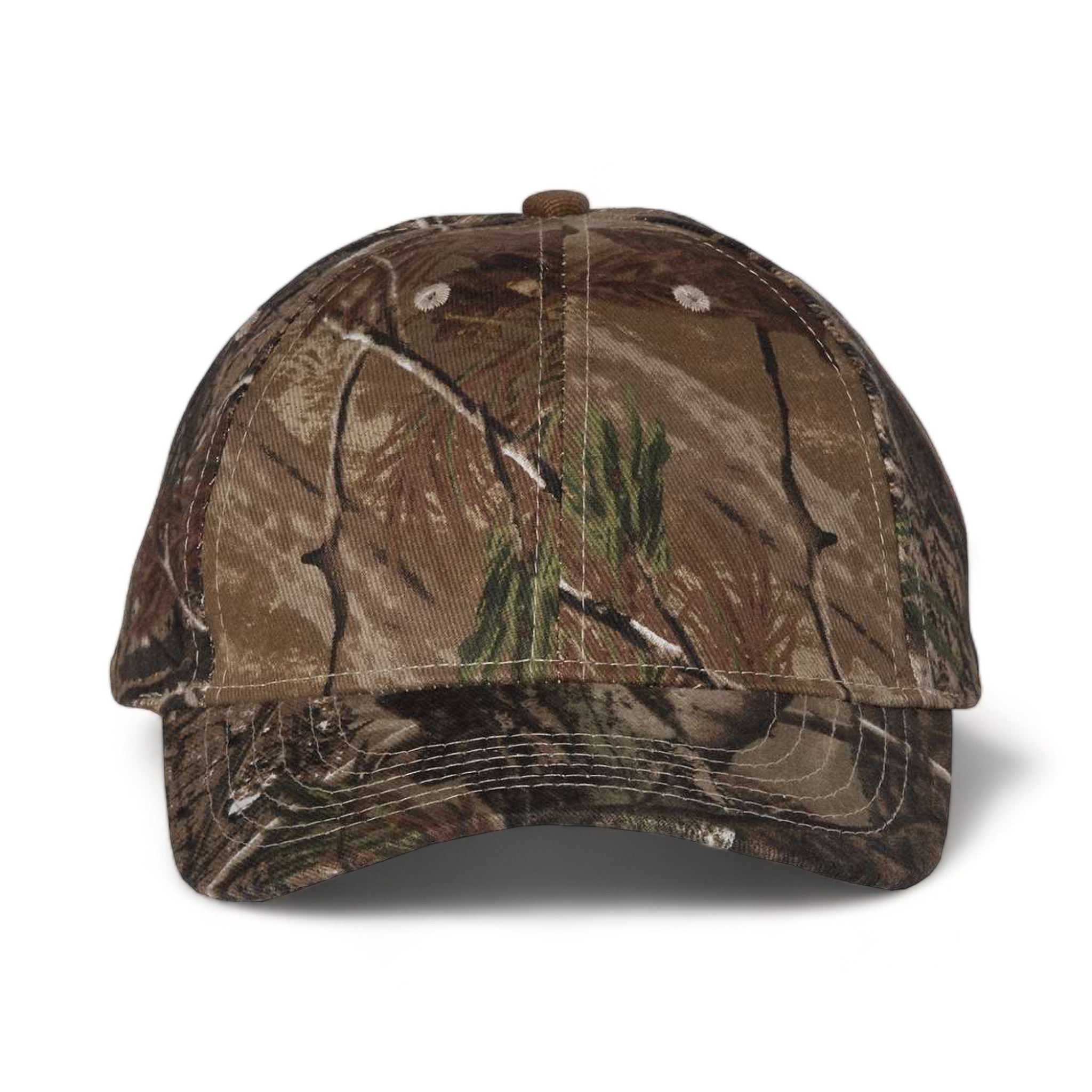 Front view of Kati LC10 custom hat in realtree all purpose
