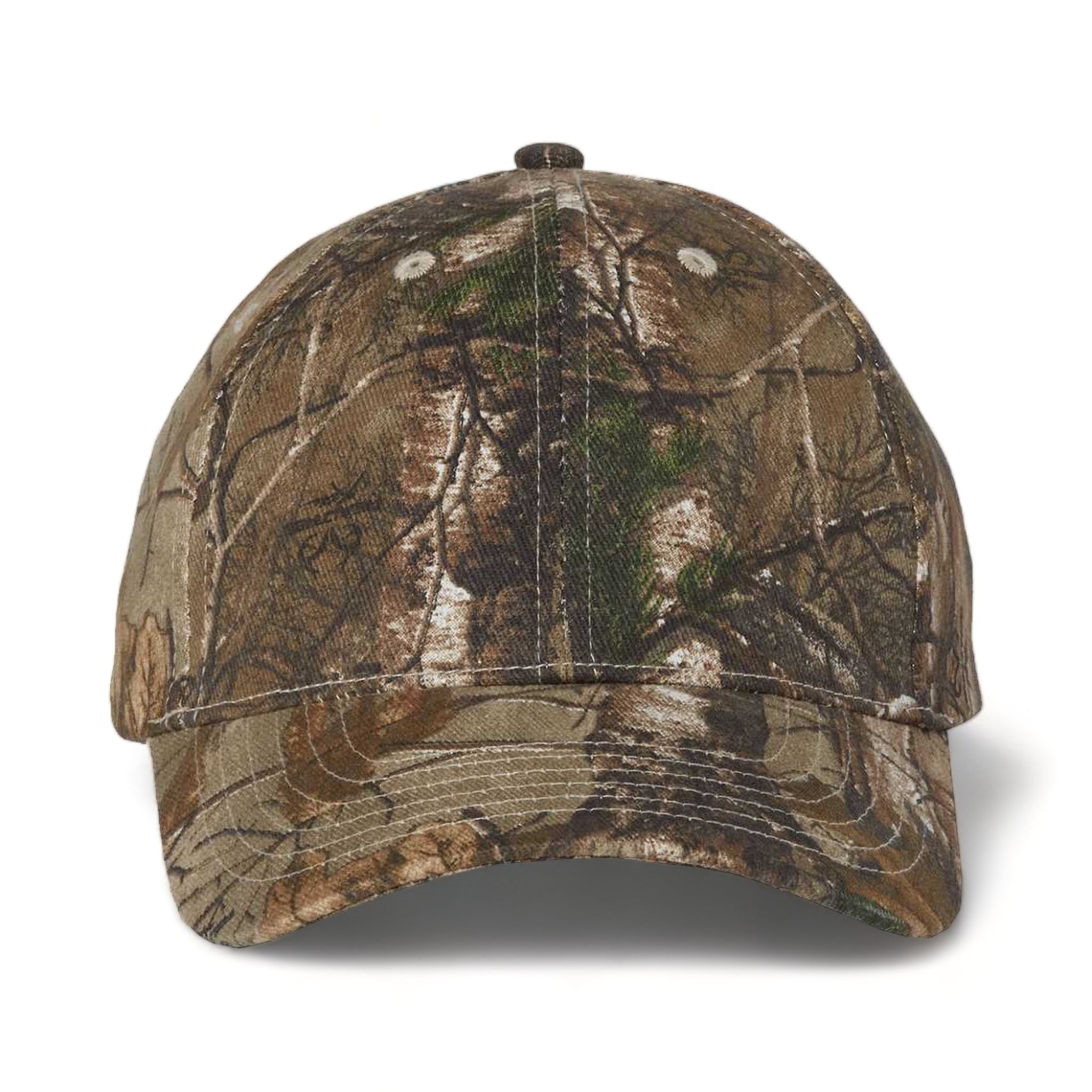 Front view of Kati LC10 custom hat in realtree xtra