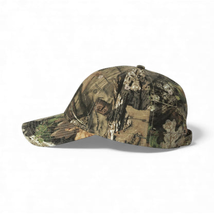 Left side view of Kati LC10 custom hat in mossy oak country